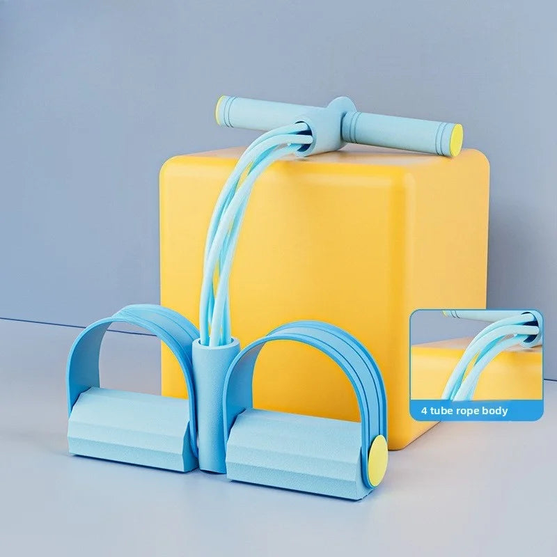 Home Fitness Equipment: 4-Tube Resistance Bands Yoga Pedal Puller for Stretching and Exercise, Leg Muscle Strengthening Tool